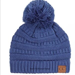NWT! C.C Pom-Pom Beanie! Dark Denim Color!